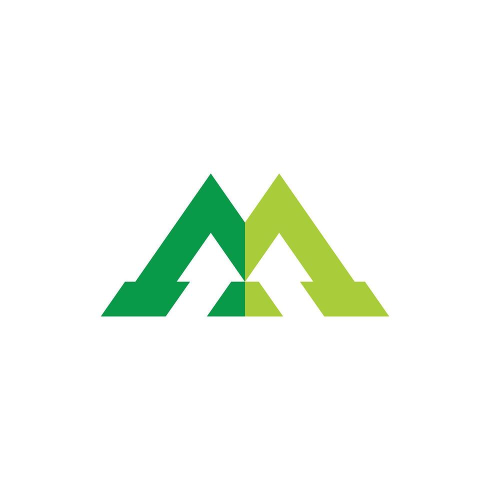 carta m verde montanha seta logotipo vetor