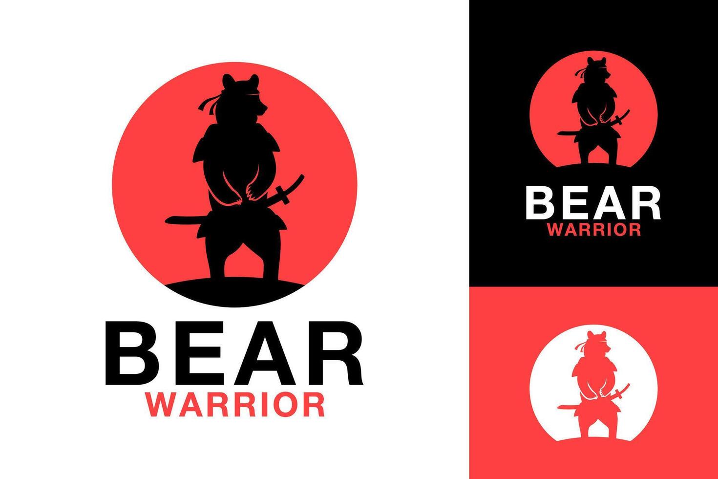 Urso Guerreiro samurai lutador espada logotipo Projeto vetor