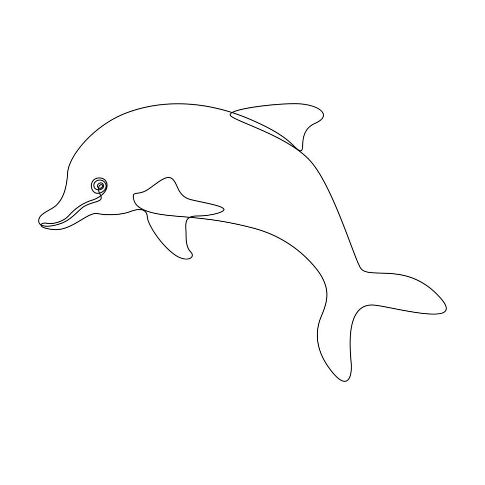 golfinho peixe saltos Fora do a água contínuo 1 linha esboço vetor desenhando ilustração