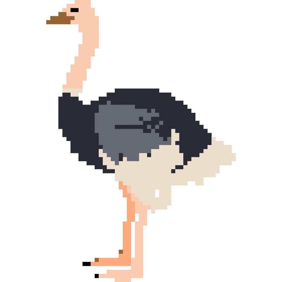 avestruz desenho animado ícone dentro pixel estilo vetor