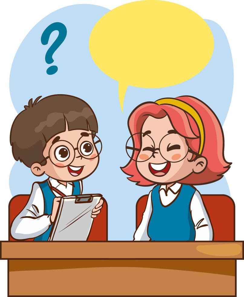 crianças pensando idéia vetor ilustração crianças Perguntando questões para seus amigo vetor ilustração