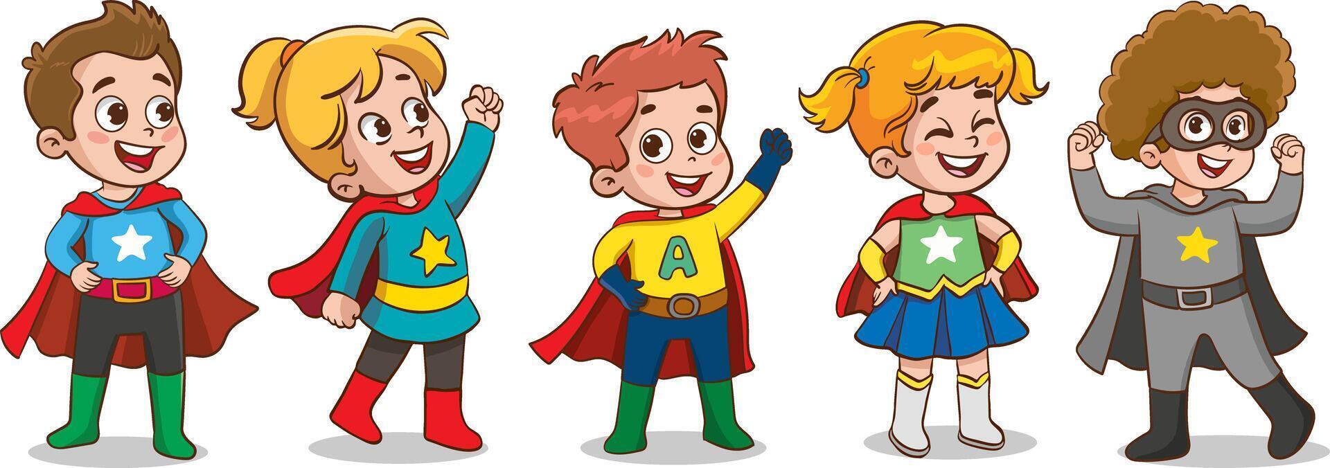 Super heroi crianças desenho animado personagem vetor ilustração