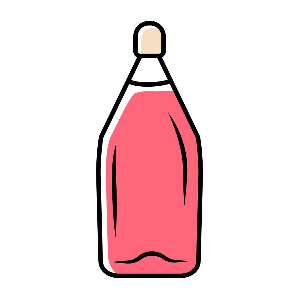 ícone de cor-de-rosa do serviço de vinho de sobremesa. bebida alcoólica. garrafa com cortiça. bebida doce de aperitivo. bar, restaurante, adega. festa, feriado, vidro do evento. ilustração vetorial isolada vetor