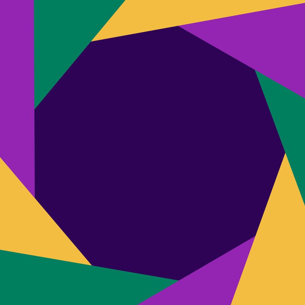 mardi gras abstrato geométrico bandeira. roxo, verde, e amarelo cores. vetor quadrado papel de parede para social meios de comunicação postar