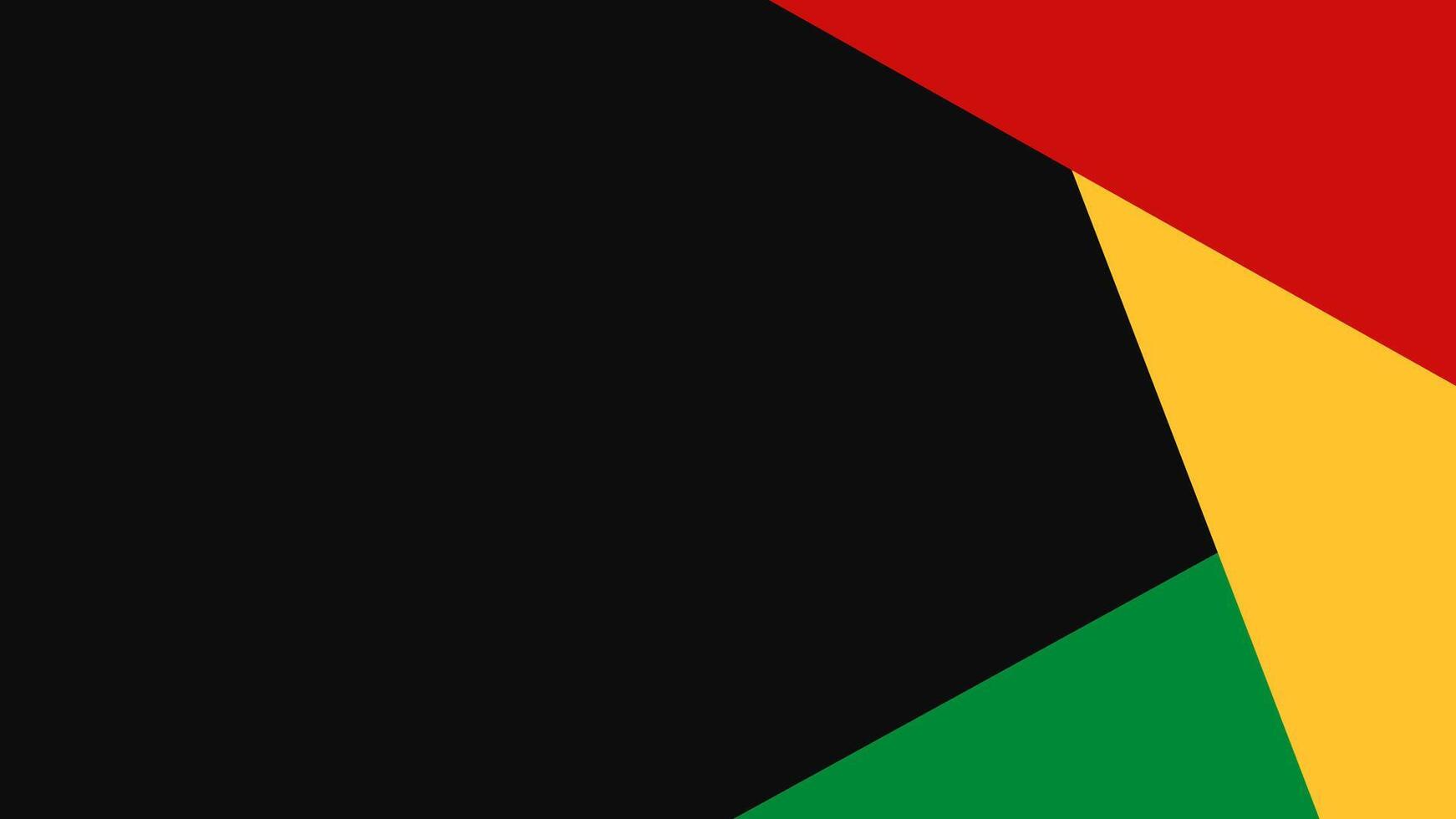 Preto história mês abstrato geométrico bandeira. vermelho, verde, e amarelo cores fundo. Largo formato vetor papel de parede