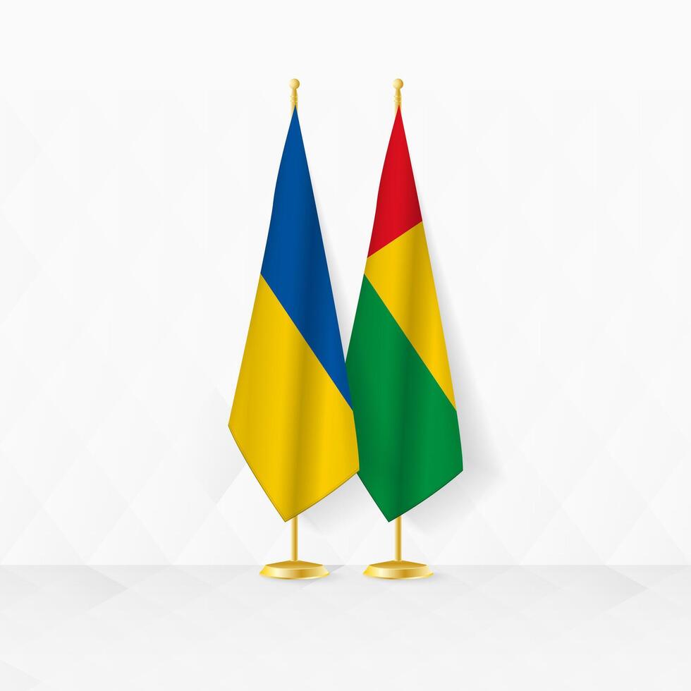 Ucrânia e Guiné-Bissau bandeiras em bandeira ficar em pé, ilustração para diplomacia e de outros encontro entre Ucrânia e guiné-bissau. vetor