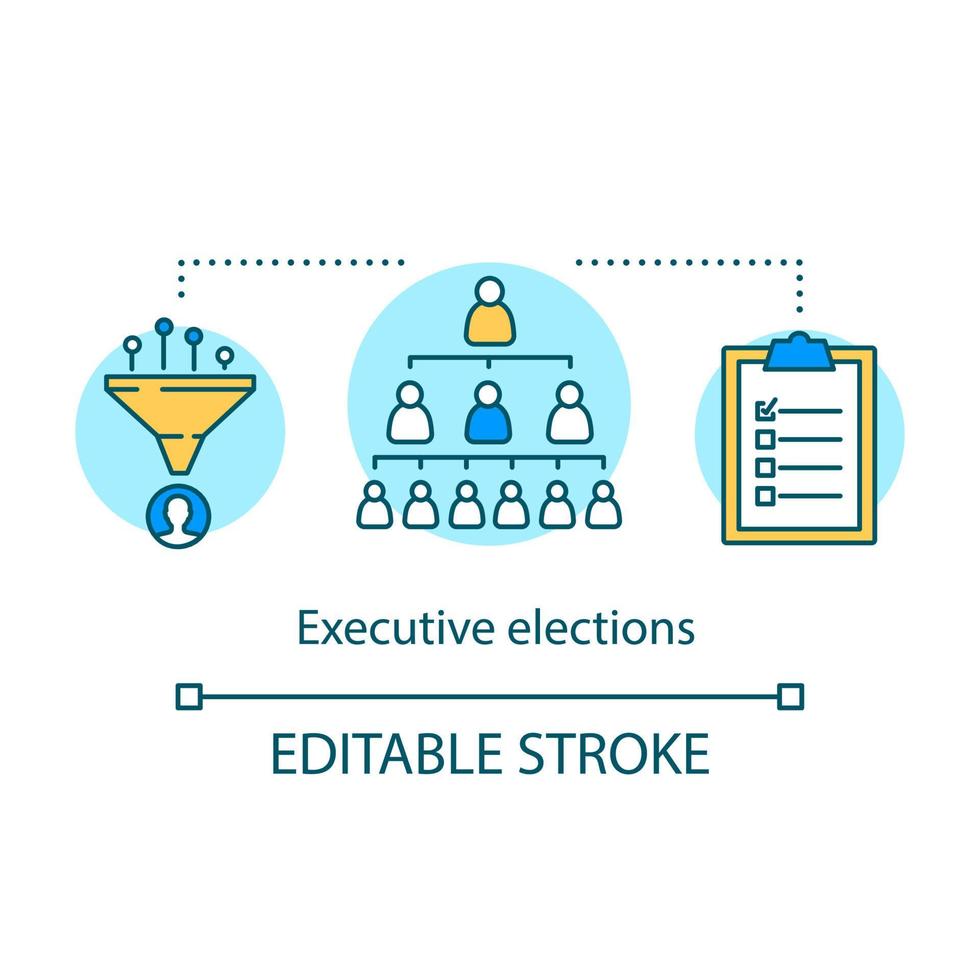 ícone do conceito de eleições executivas. Poder Executivo, ícone de conceito de ideia de hierarquia de autoridade. ilustração de linha fina. escolha do novo governo federal. desenho de contorno isolado do vetor. curso editável vetor