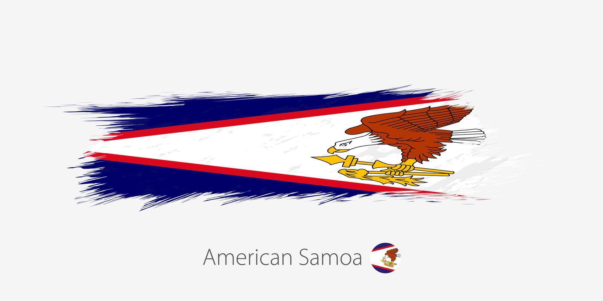 bandeira do americano samoa, grunge abstrato escova acidente vascular encefálico em cinzento fundo. vetor