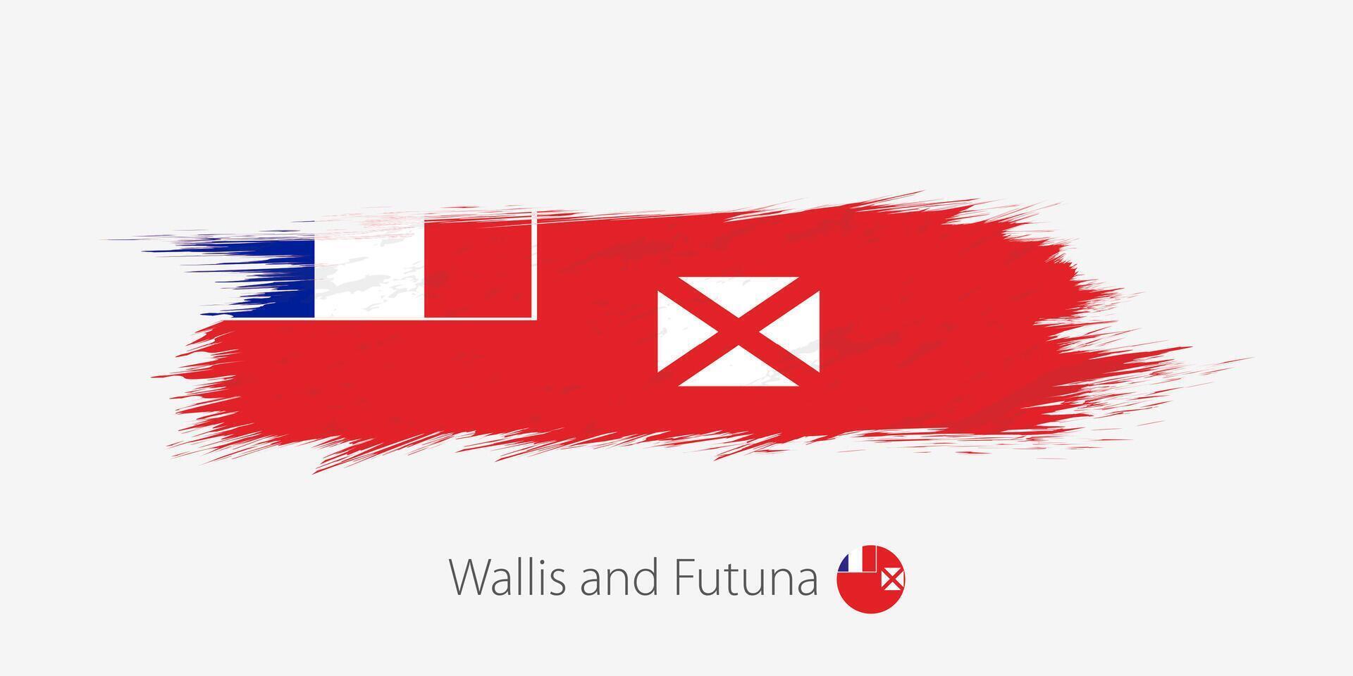 bandeira do Wallis e futuna, grunge abstrato escova acidente vascular encefálico em cinzento fundo. vetor