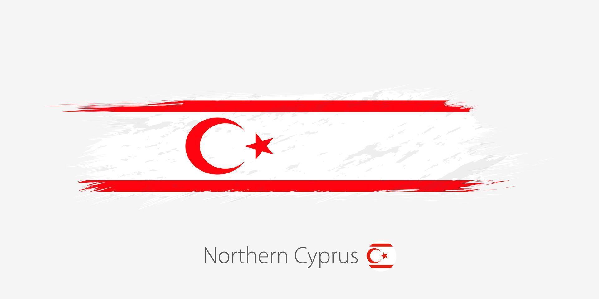 bandeira do norte Chipre, grunge abstrato escova acidente vascular encefálico em cinzento fundo. vetor