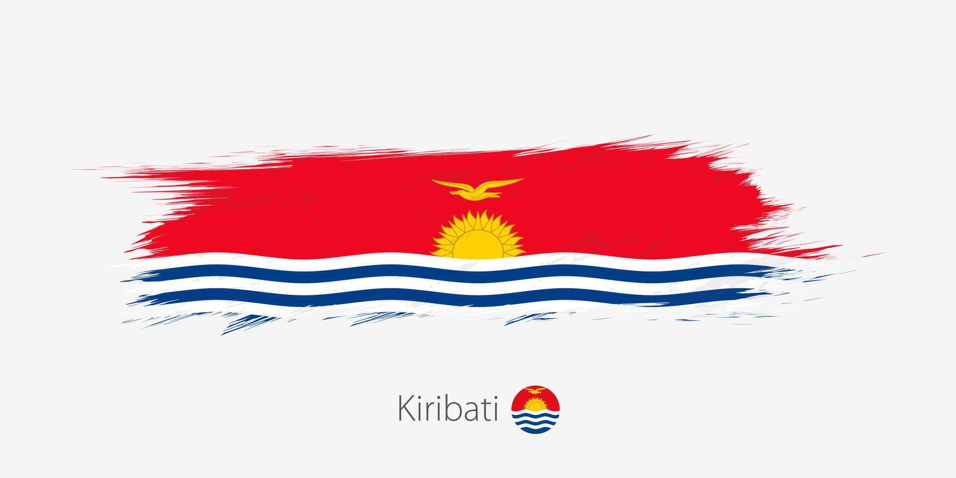 bandeira do Kiribati, grunge abstrato escova acidente vascular encefálico em cinzento fundo. vetor