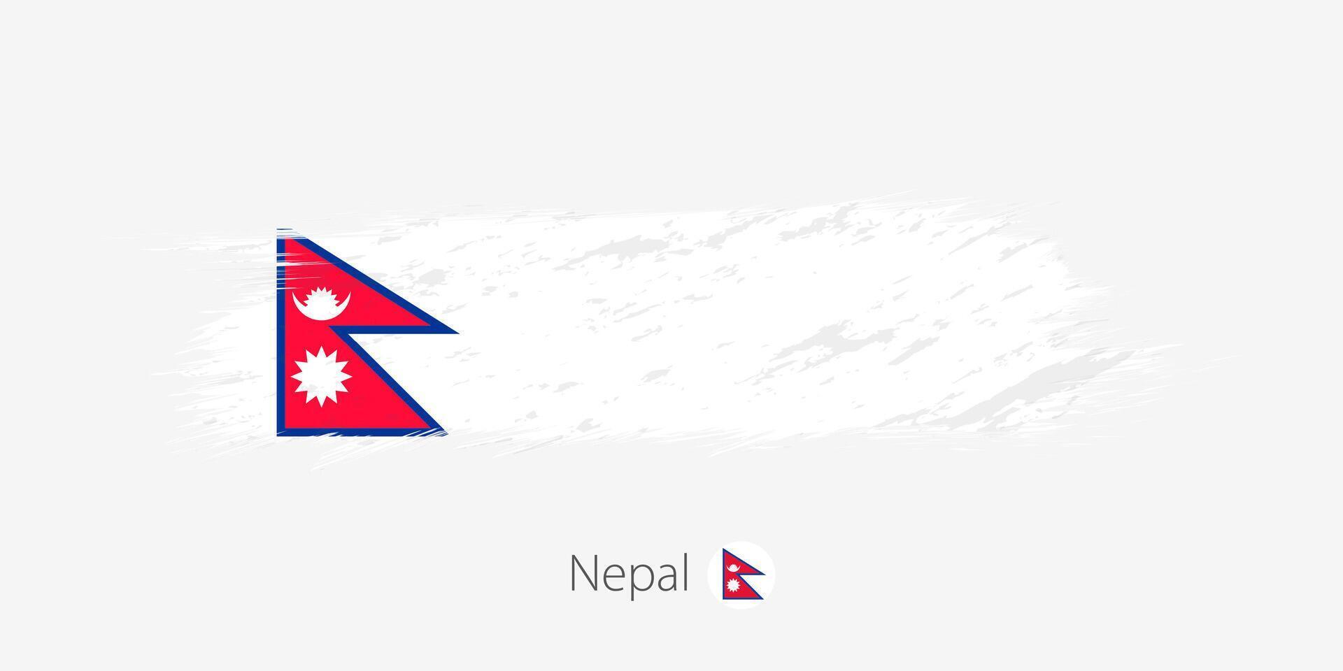 bandeira do Nepal, grunge abstrato escova acidente vascular encefálico em cinzento fundo. vetor