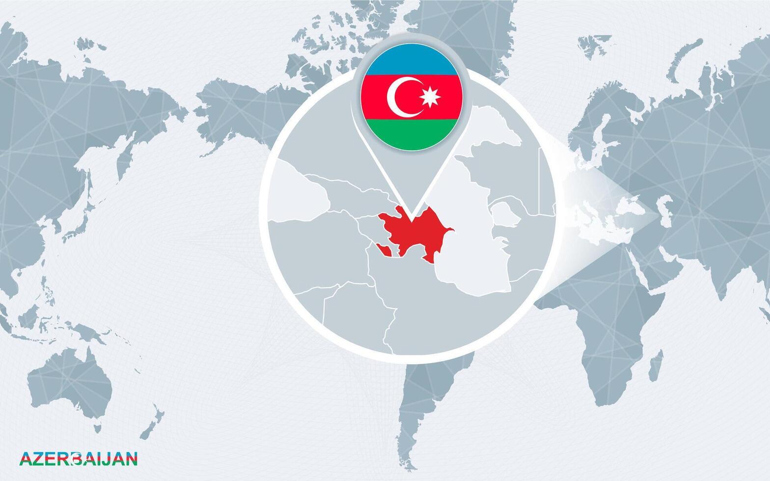 mundo mapa centrado em América com ampliado Azerbaijão. vetor