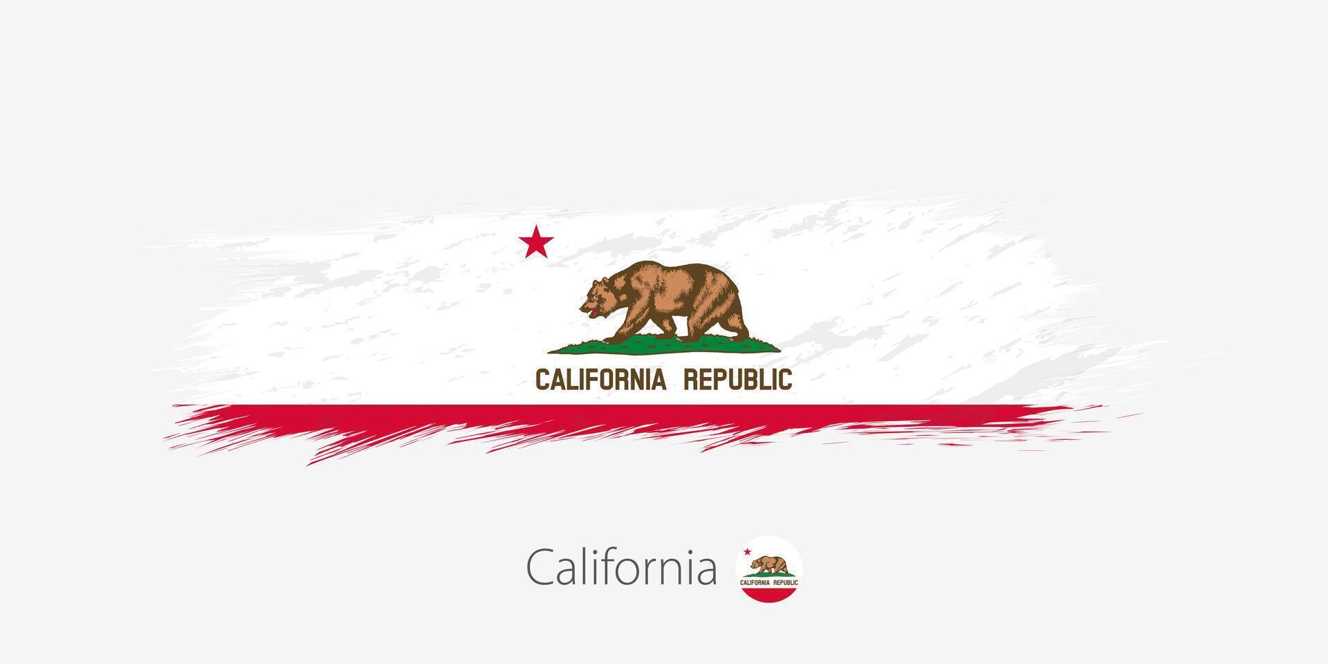 bandeira do Califórnia nos estado, grunge abstrato escova acidente vascular encefálico em cinzento fundo. vetor