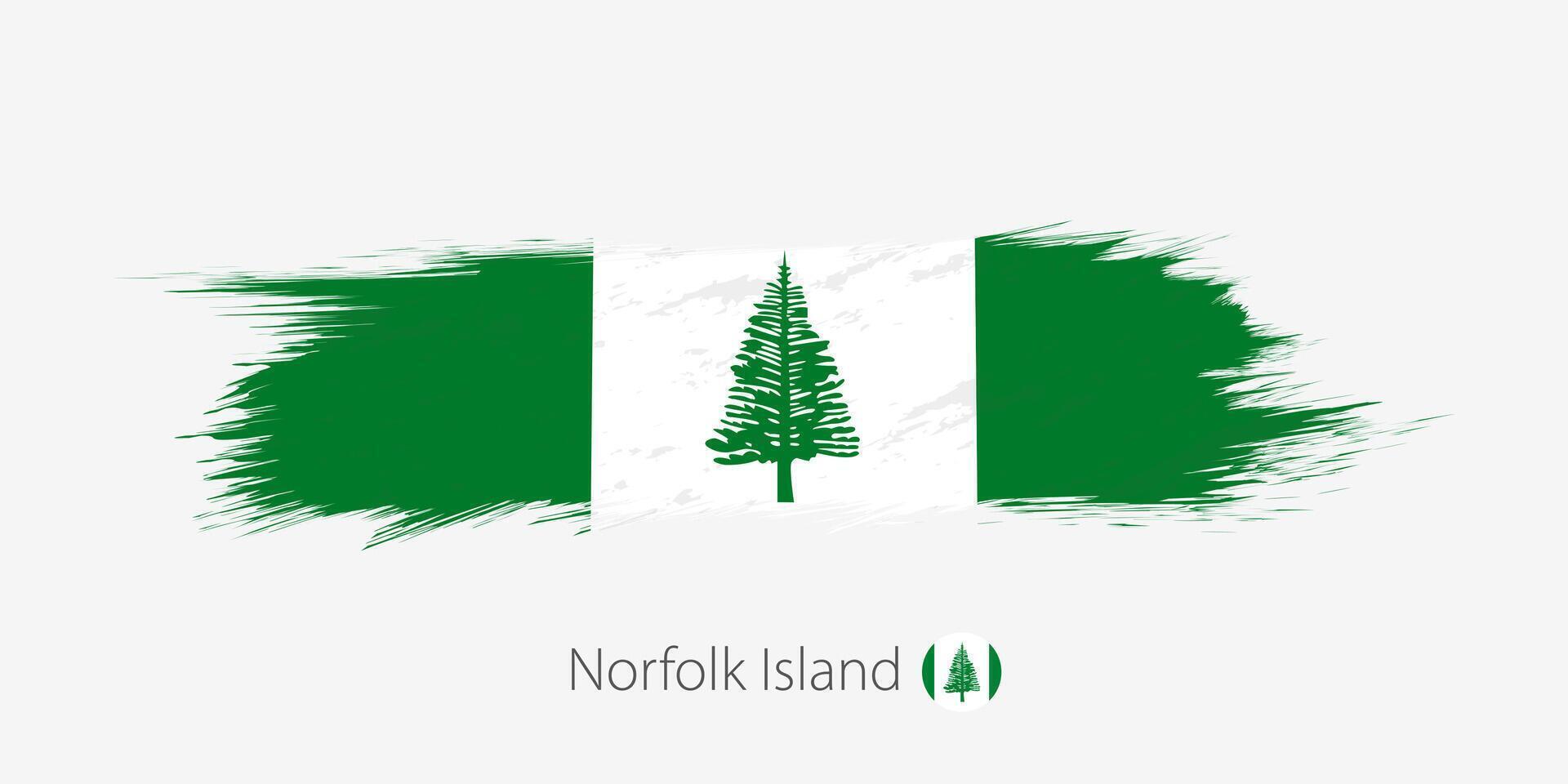 bandeira do Norfolk ilha, grunge abstrato escova acidente vascular encefálico em cinzento fundo. vetor