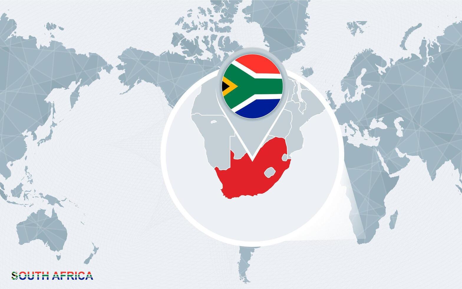 mundo mapa centrado em América com ampliado sul África. vetor