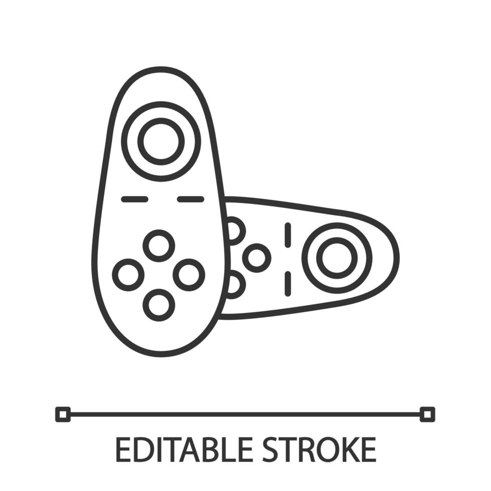 ícone linear do controlador de vr. gamepad sem fio de realidade virtual. ilustração de linha fina. videogame vr, controle remoto. símbolo de contorno. desenho de contorno isolado do vetor. curso editável vetor