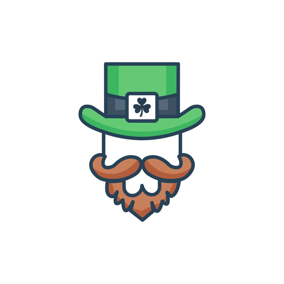 duende ícone. barba linha cor ícone, st. patrick's dia. vetor ilustração