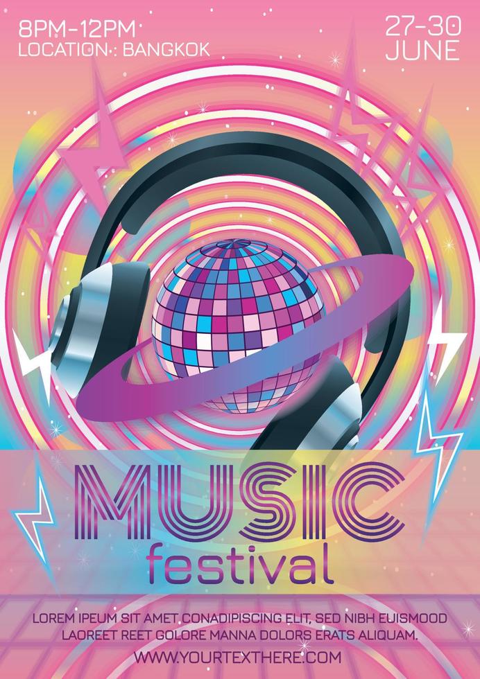 design de cartaz de festival de música para festa noturna vetor