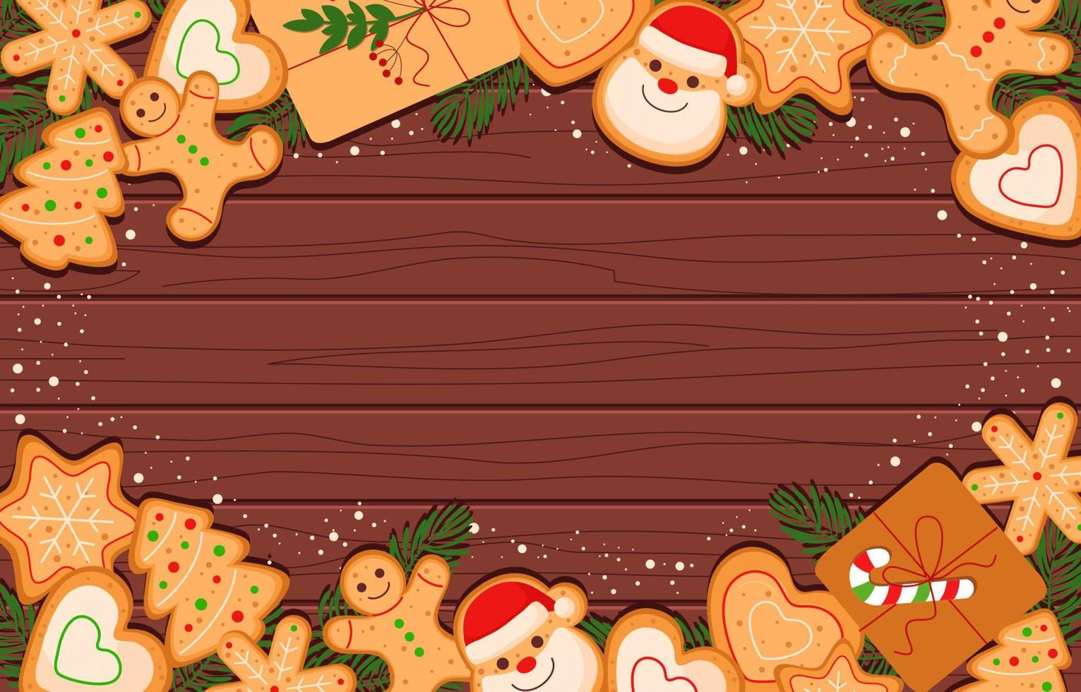 fundo de biscoitos de natal fofos vetor