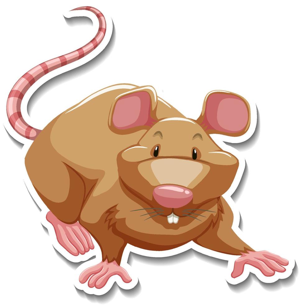 adesivo de personagem de desenho animado de rato marrom vetor