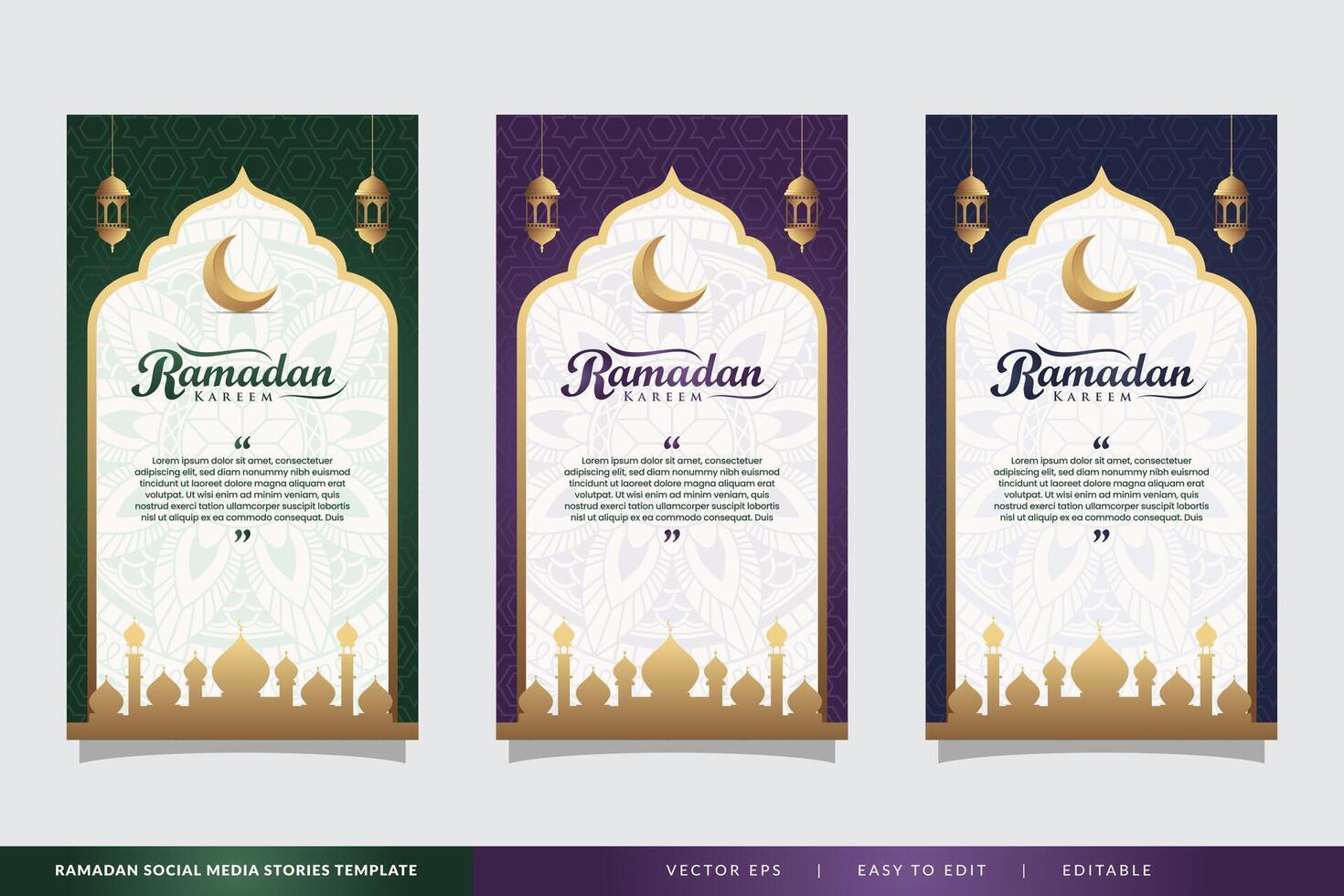 elegante islâmico Ramadã kareem social meios de comunicação histórias modelo coleção vetor