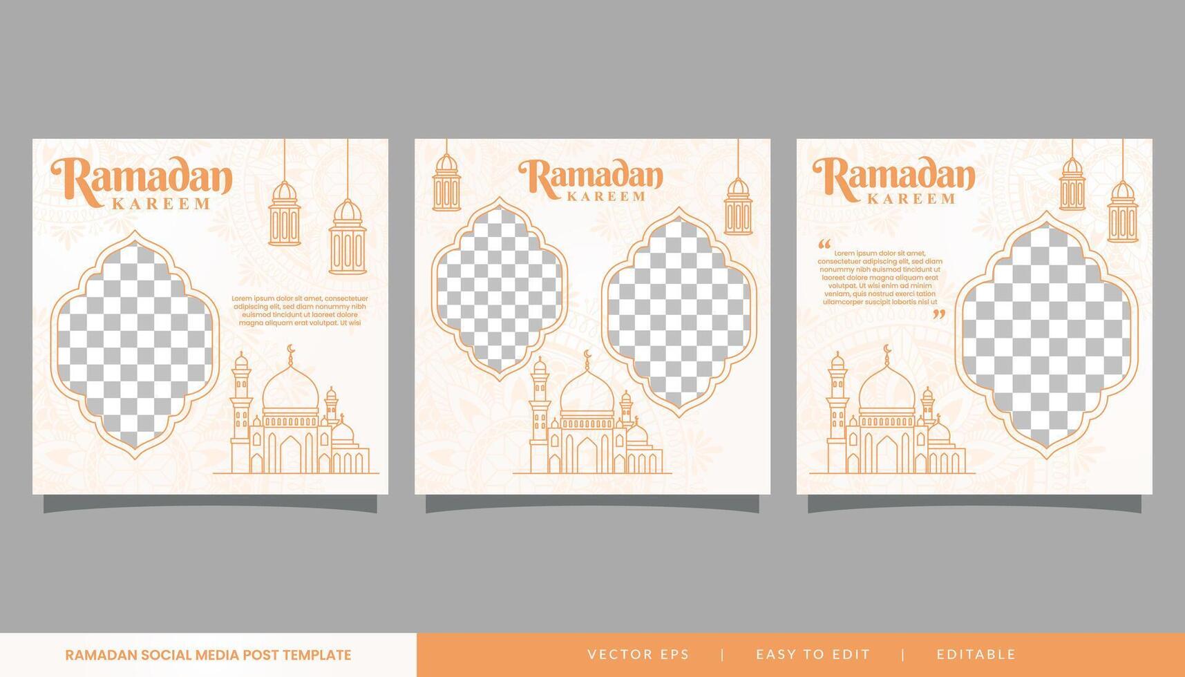 Ramadã kareem venda bandeira islâmico social meios de comunicação postar com esvaziar espaço para foto vetor