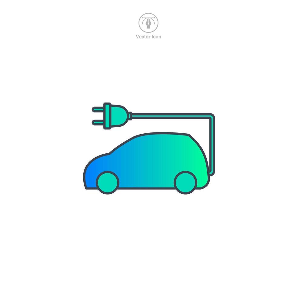 elétrico carro com plugue ícone símbolo vetor ilustração isolado em branco fundo
