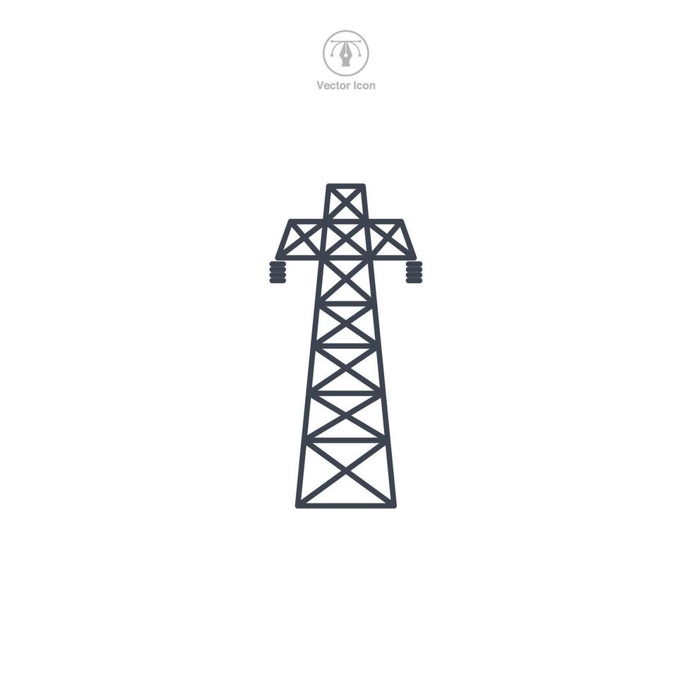 torre Alto Voltagem pilone poder transmissão ícone símbolo vetor ilustração isolado em branco fundo