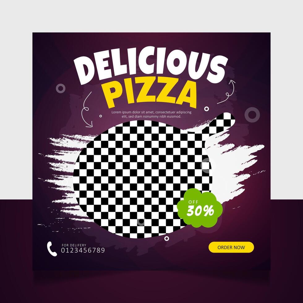 delicioso pizza social meios de comunicação bandeira modelo vetor