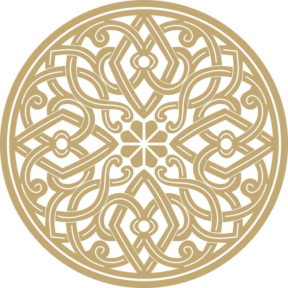 vetor dourado volta antigo bizantino ornamento. clássico círculo do a Oriental romano Império, Grécia. padronizar motivos do Constantinopla