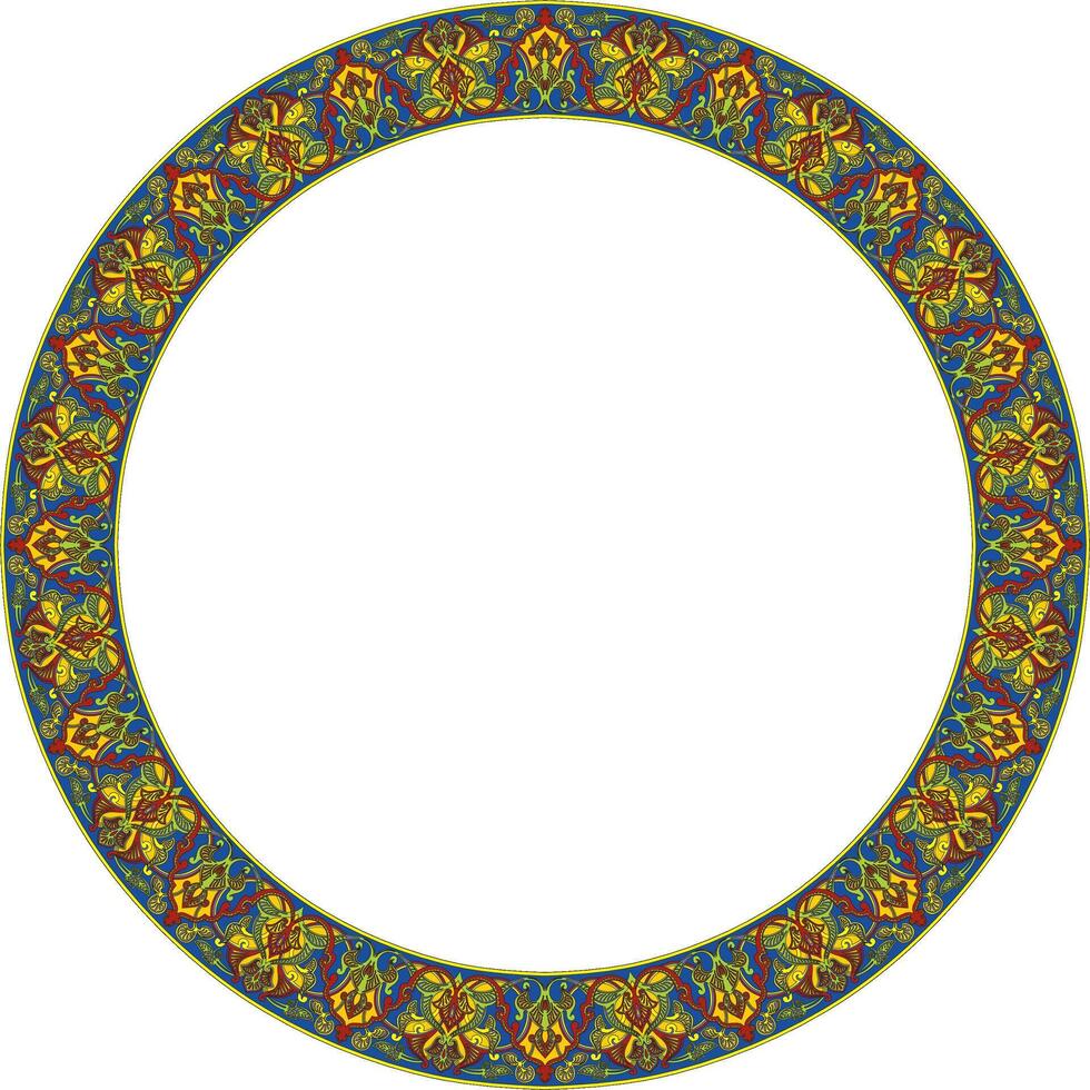 vetor colori volta oriental ornamento. árabe estampado círculo do Irã, Iraque, peru, Síria. persa quadro, fronteira