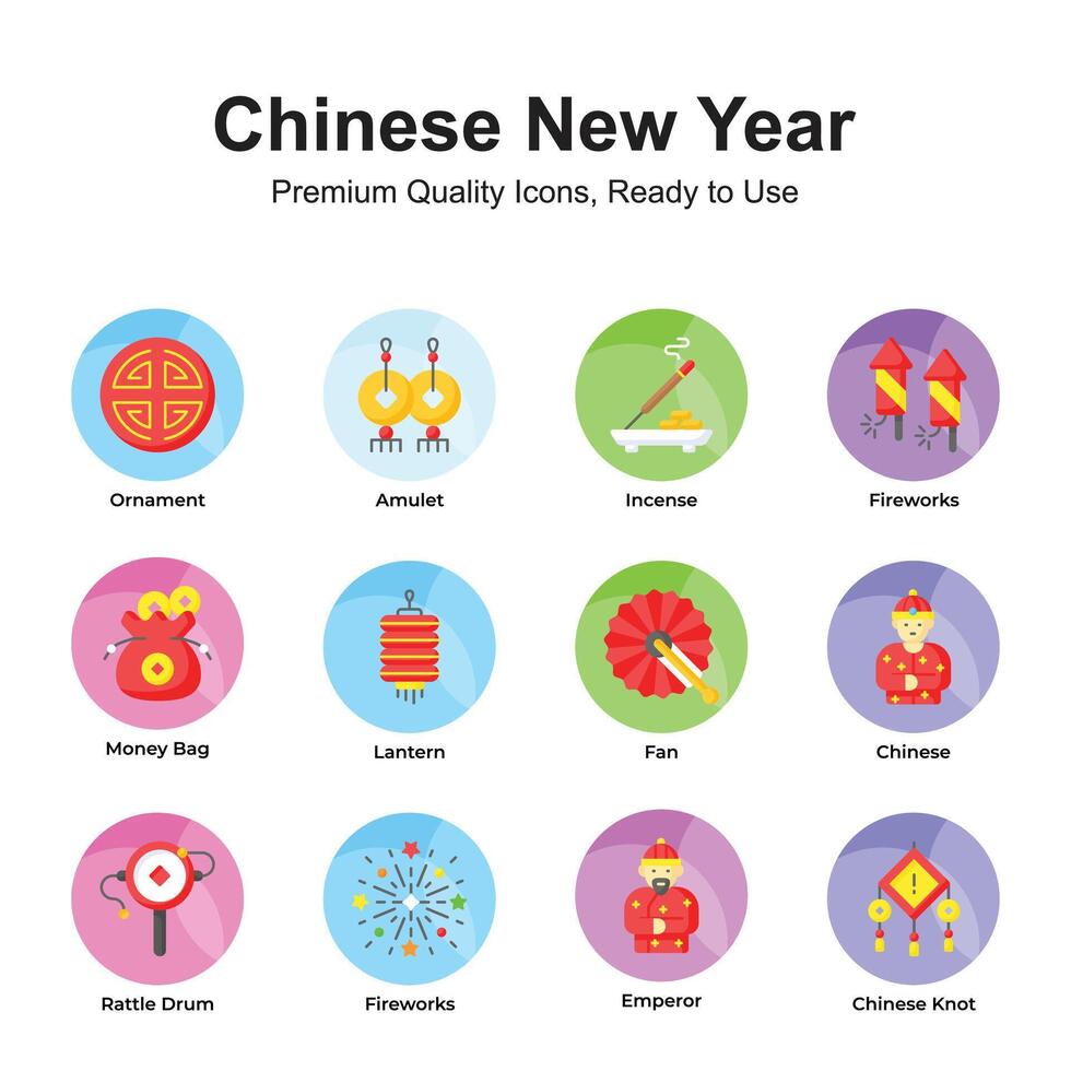 agarrar isto surpreendente e único chinês Novo ano ícone definir, pronto para usar dentro sites e Móvel apps vetor