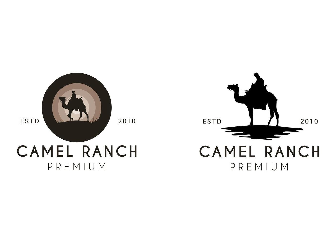 deserto camelo silhueta logotipo Projeto. camelo rancho logotipo Projeto. vetor