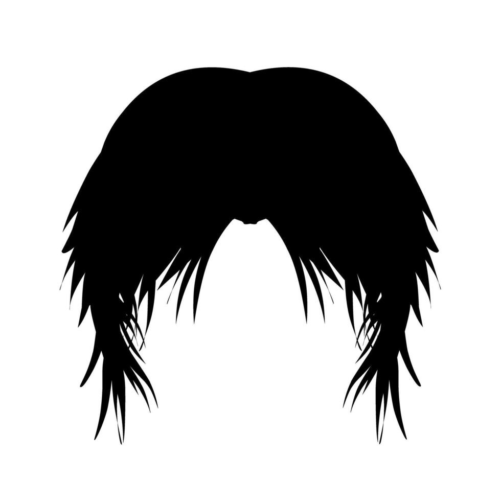 Projeto ilustração do a forma do uma do homem grandes Preto cabelo. perfeito para adesivos, cartão elementos, social meios de comunicação, bandeiras, cartazes vetor