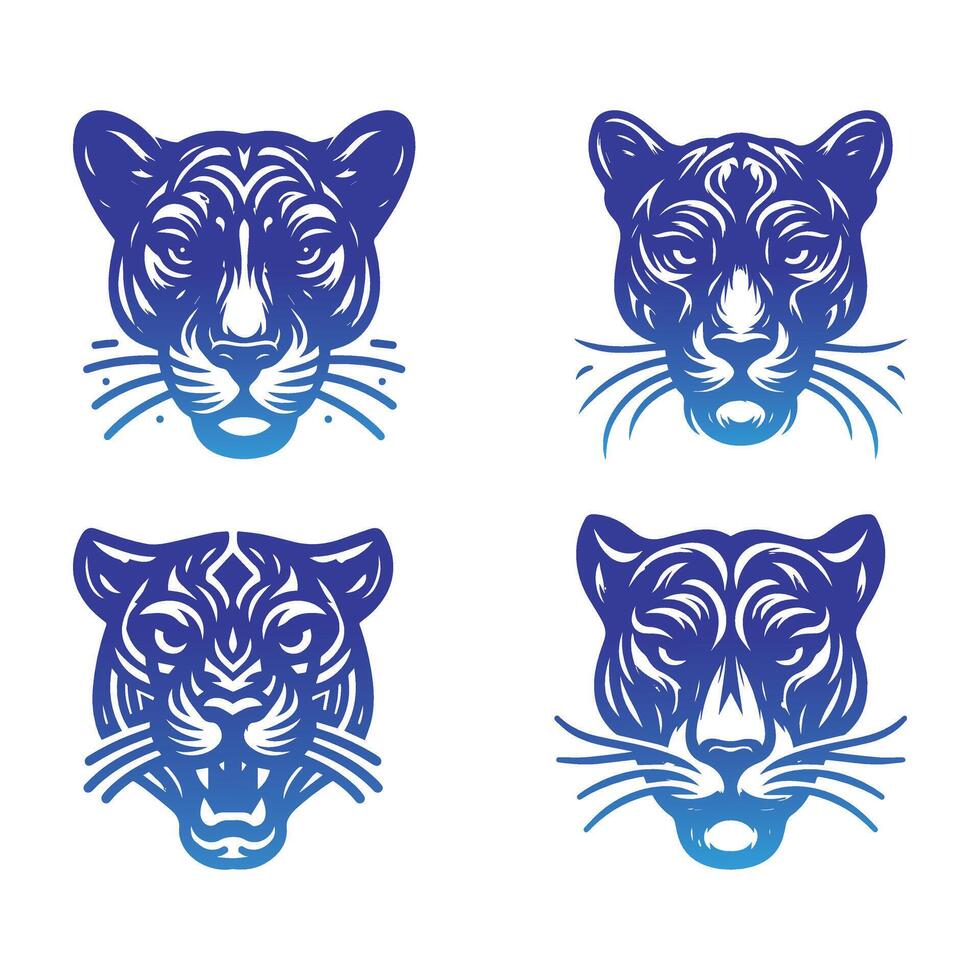 conjunto do gradiente pantera face logotipo desenhos para vetor ilustração.