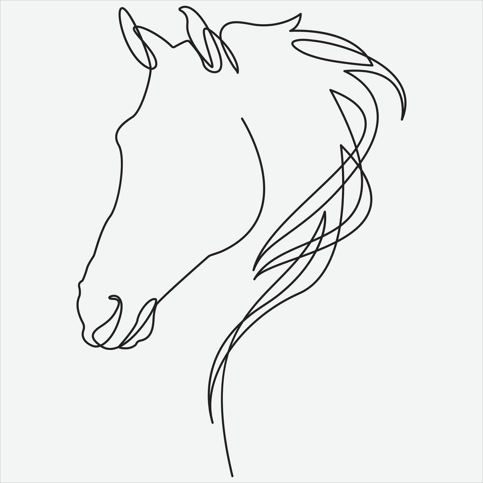 contínuo linha mão desenhando vetor ilustração cavalo arte