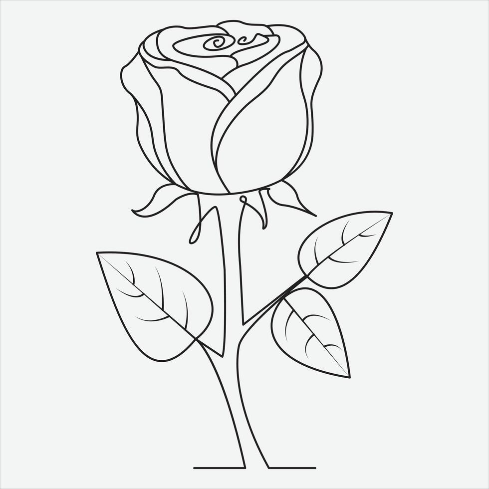 contínuo linha mão desenhando vetor ilustração rosa flor. 1 linha contínuo vetor desenhando arte. perfeito para parede arte cartazes, casa decoração, camiseta impressão ou Móvel caso