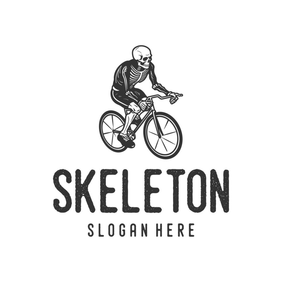 ciclista esqueleto logotipo vetor