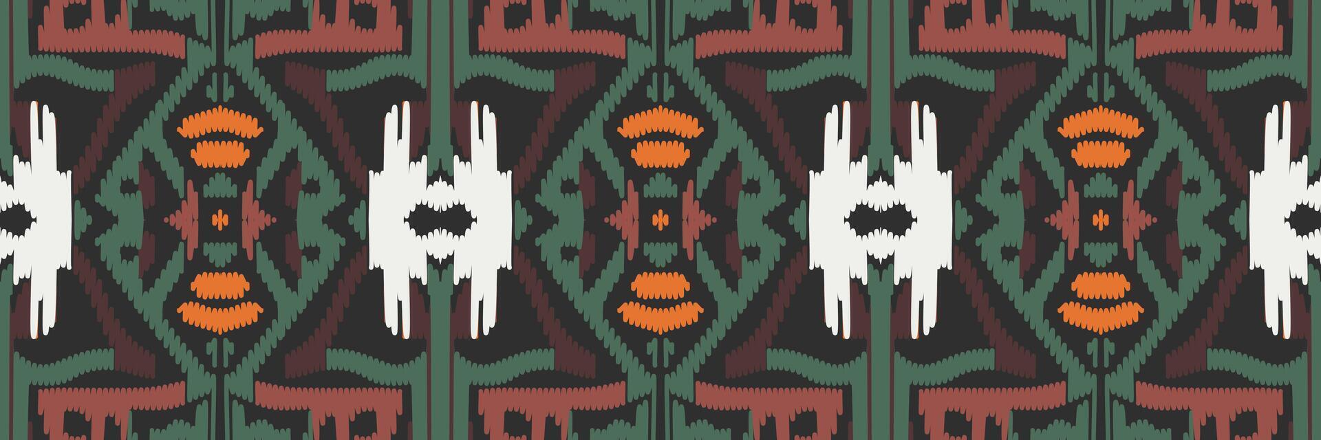 padrão sem emenda de ikat étnico em tribal. design para plano de fundo, papel de parede, ilustração vetorial, tecido, vestuário, tapete, têxtil, batik, bordado. vetor