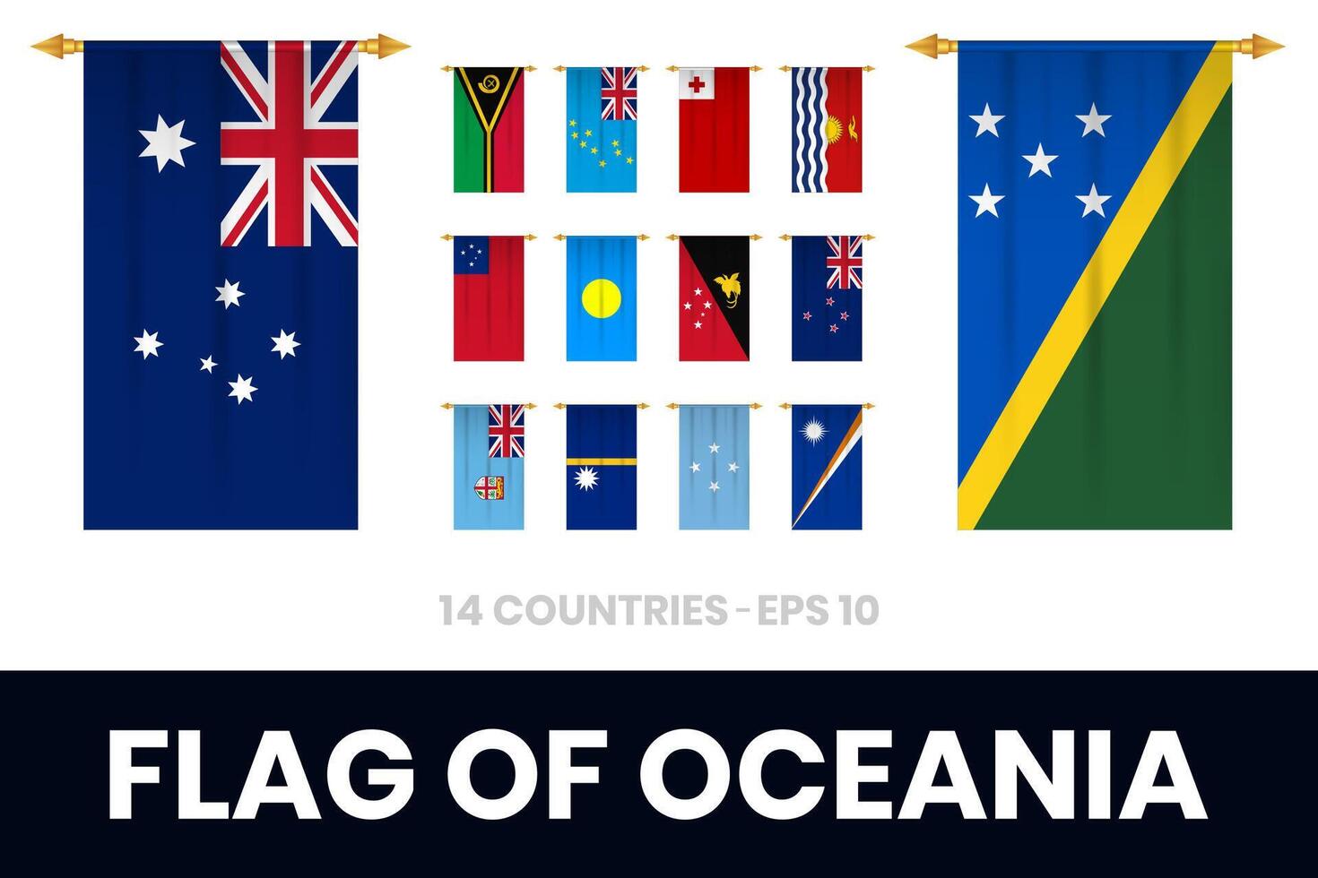bandeiras do Oceânia vertical futebol galhardete vetor