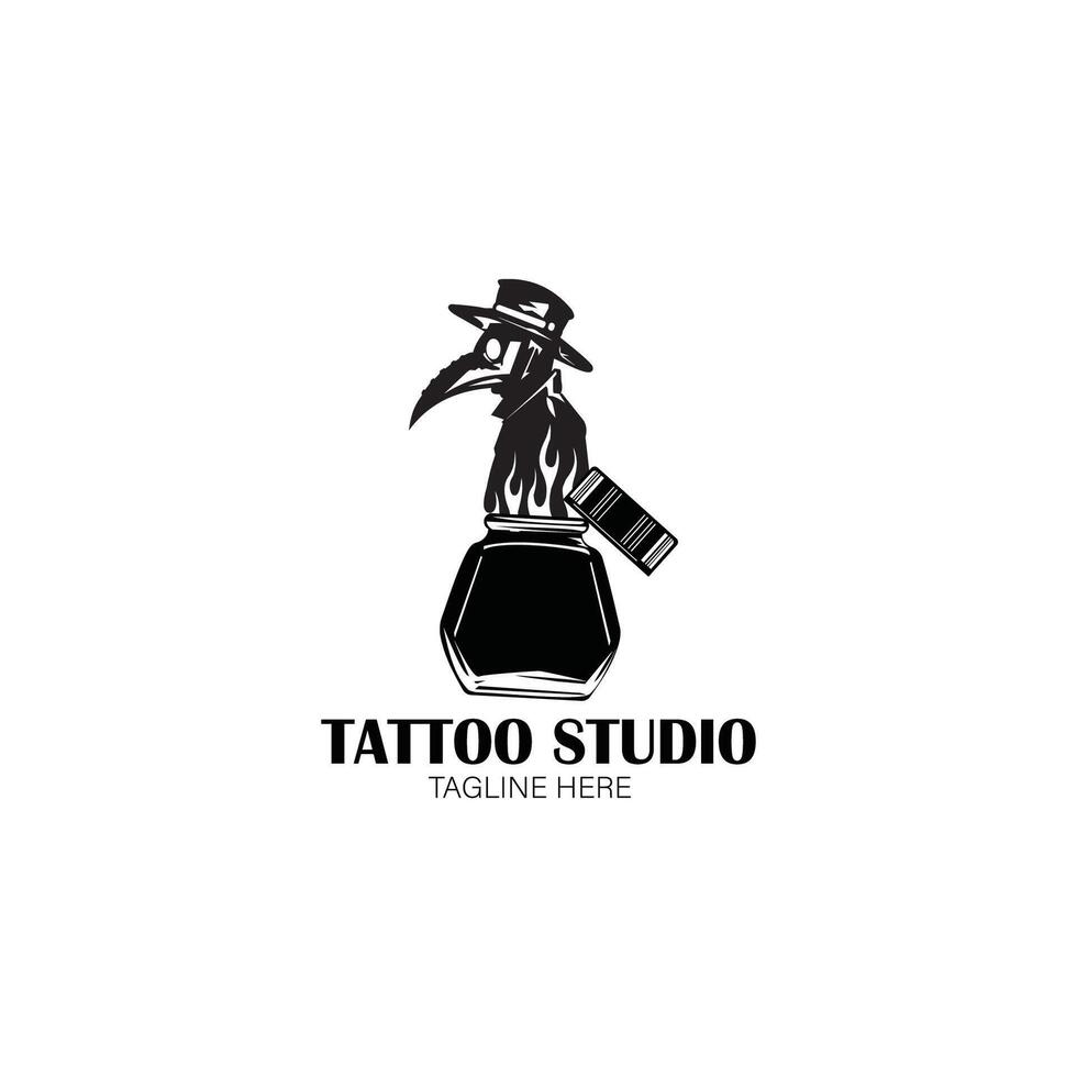 Preto pássaro tatuagem logotipo vetor pronto eps 10 formato