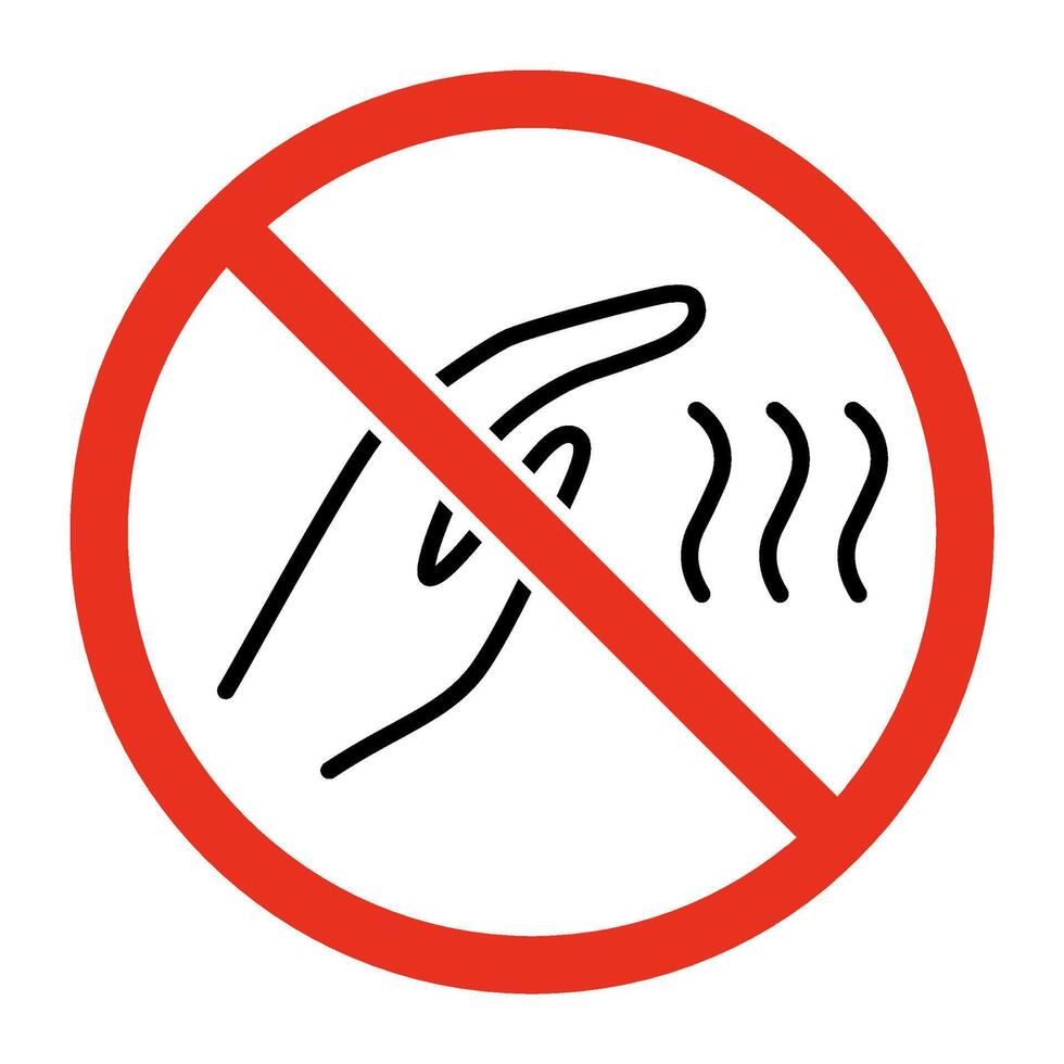 risco do queimar, proibido segurando mão em quente, linha placa. seguro tratamento do aquecimento. vetor símbolo