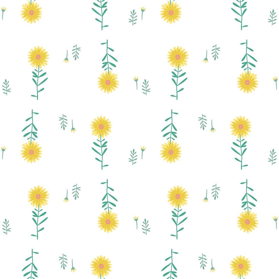 floral desatado padronizar do escasso amarelo flores em branco. papel de parede Projeto para têxteis, tecidos, decorações, papéis impressões, moda fundos, embrulhos embalagem. vetor