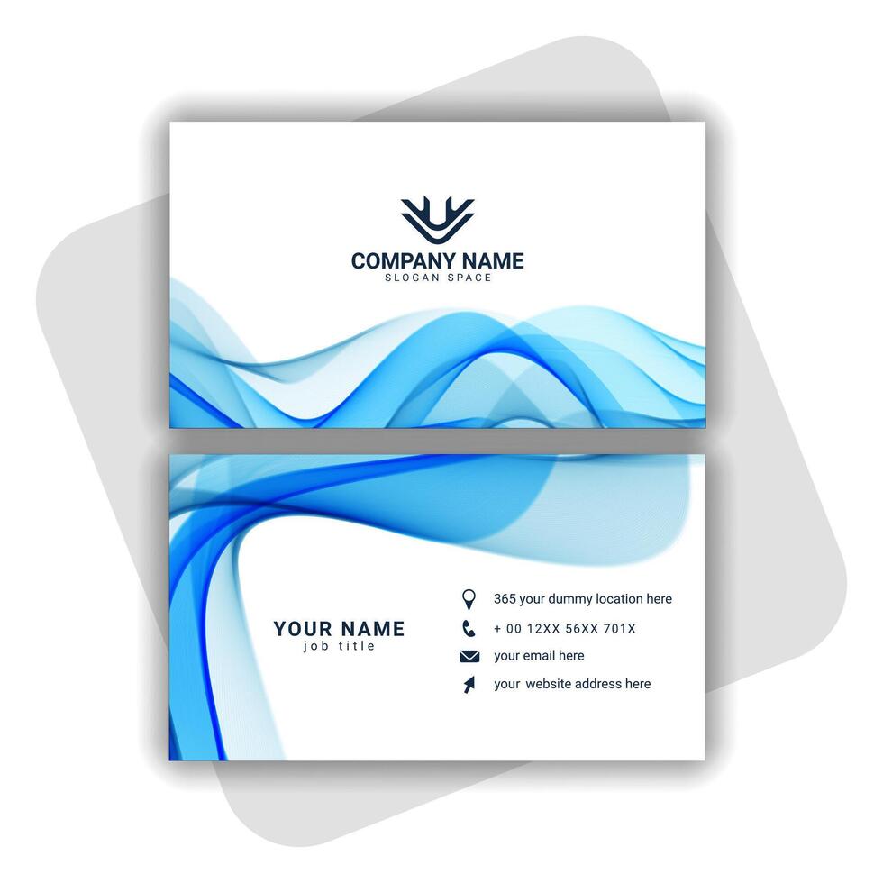 design de cartão de visita moderno azul com forma ondulada vetor