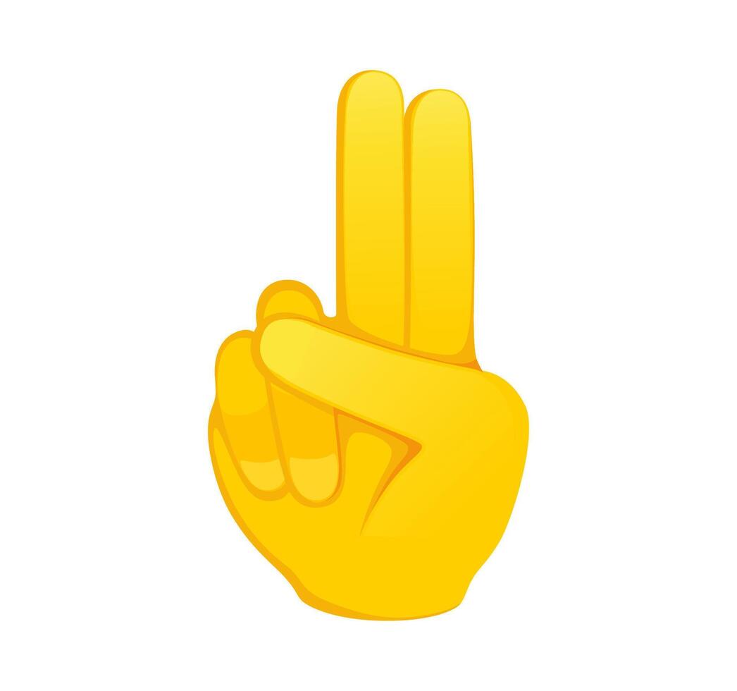 mão pontos com dois dedos ícone. amarelo gesto emoji vetor ilustração.