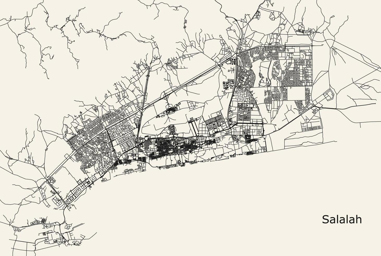cidade estrada mapa do salalá, Omã vetor