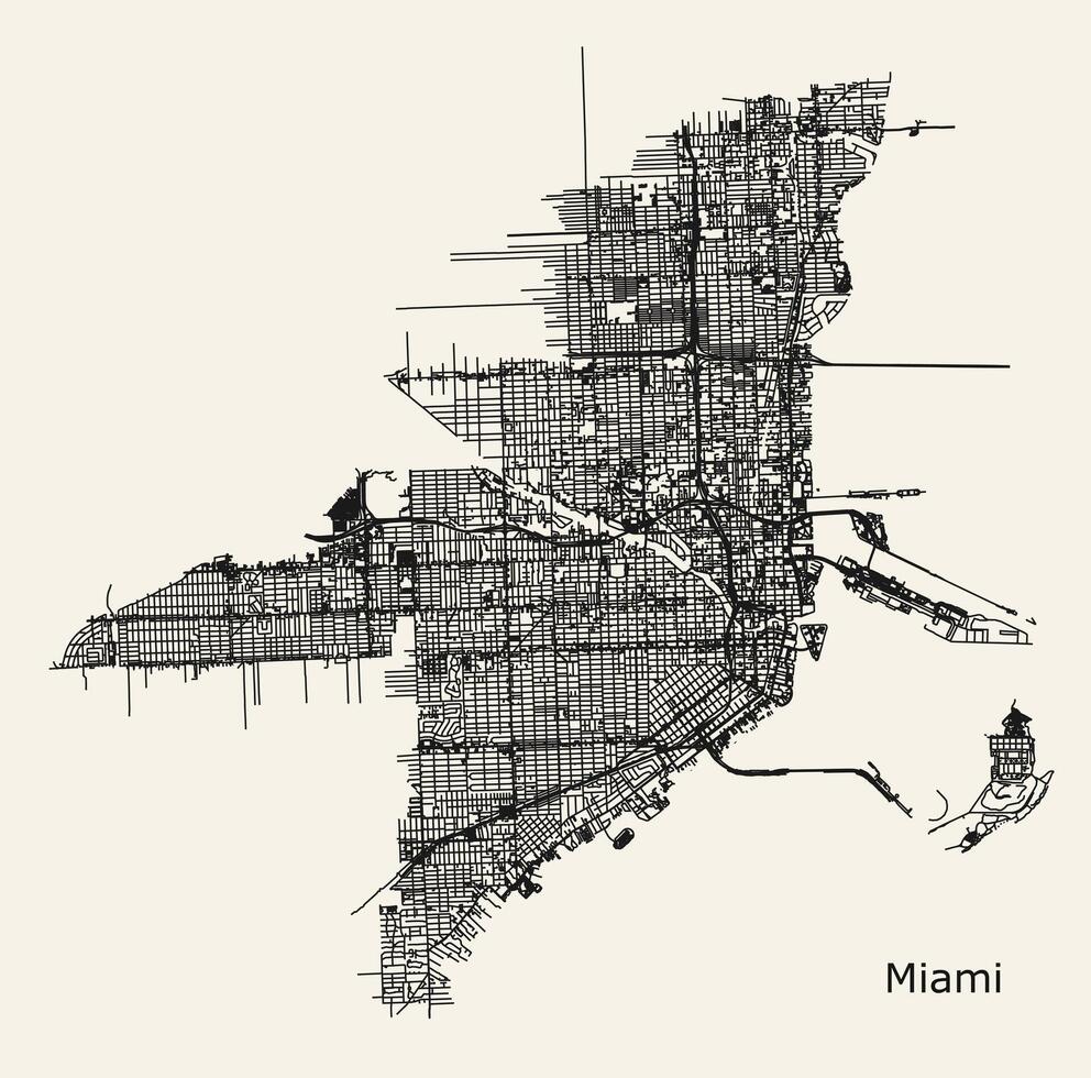 cidade estrada mapa do Miami, florida, EUA vetor