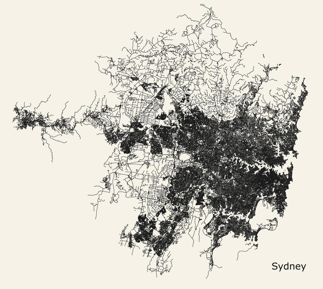 cidade estrada mapa do sydney, Austrália vetor