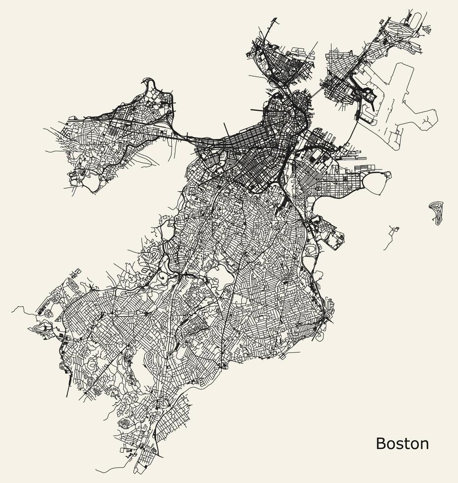 cidade estrada mapa do boston, massachusetts, EUA vetor